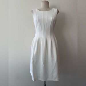 Calvin Klein Miranda Ivory Pleat-front Sheath Dress